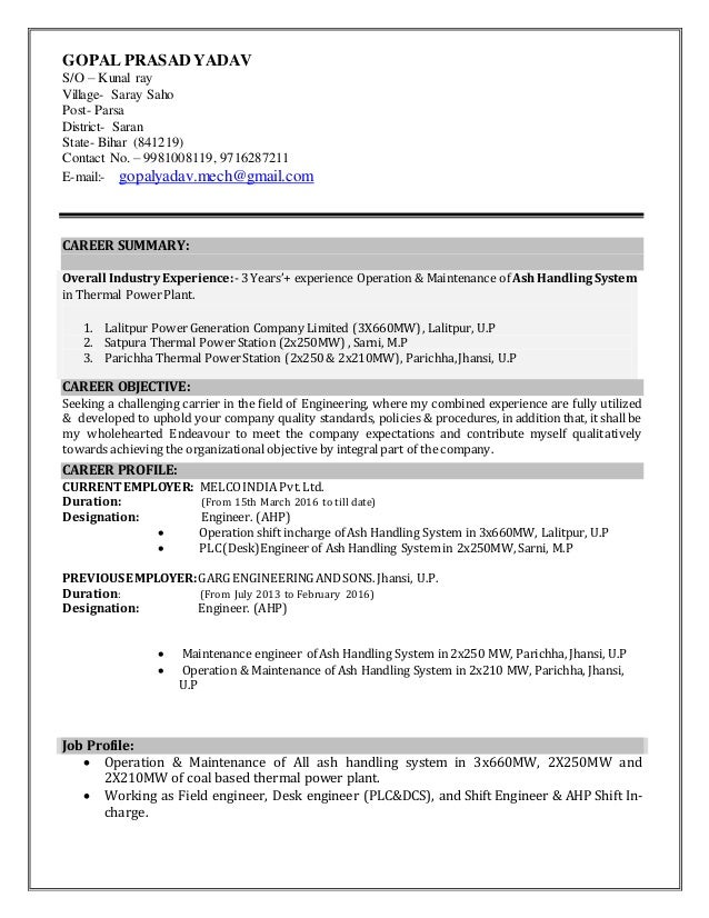 Gopal Mech Ahp Resume 1