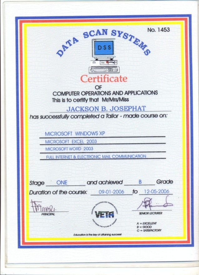 computer training certificates