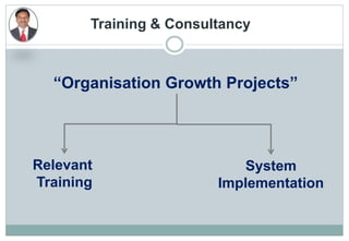 “Organisation Growth Projects”
Training & Consultancy
Relevant
Training
System
Implementation
 