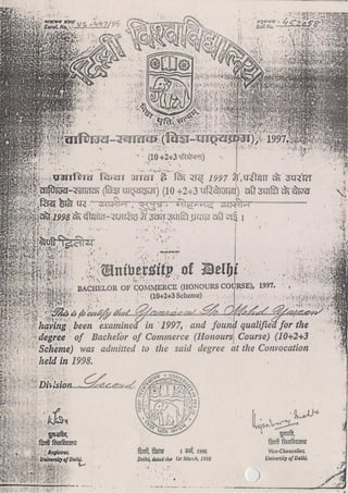 Bachelor of Commerce (B.Com) Certificate