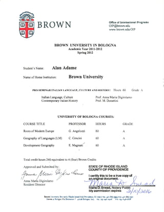 Brown-in-Bologna Certificate