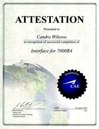 CAE 7000R4 Certificate