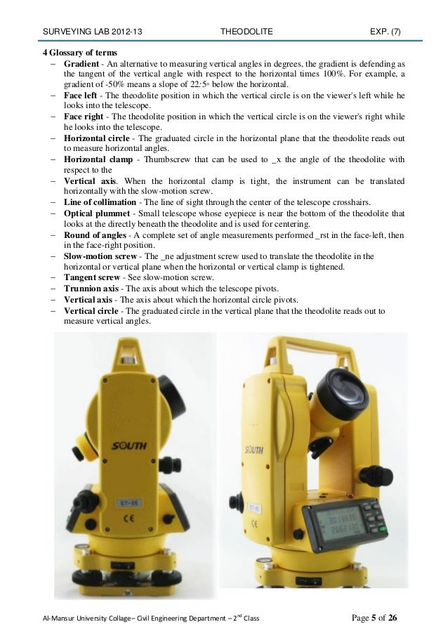 Surveying by using Digital Theodolite