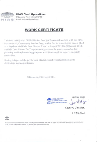 Certificate HIAS