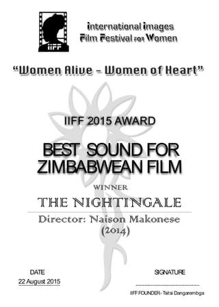 IIFF 2015 AWARD
 