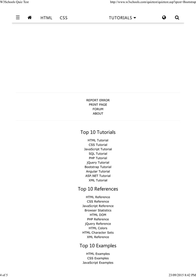 W3Schools Quiz Test | PDF
