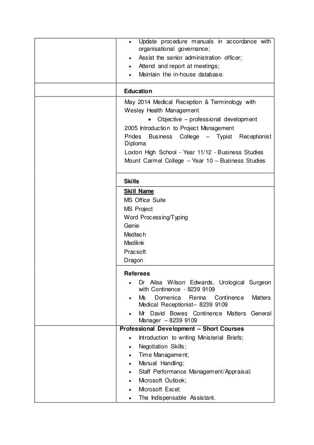 Rosemary Whitehead Resume 2016