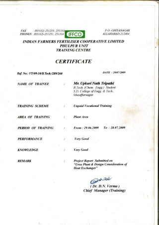 IFFCO Project Certificate