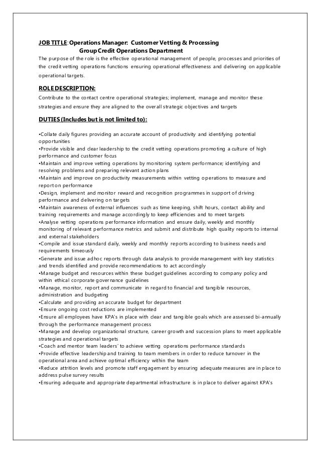 job title operations manager operational manager duties