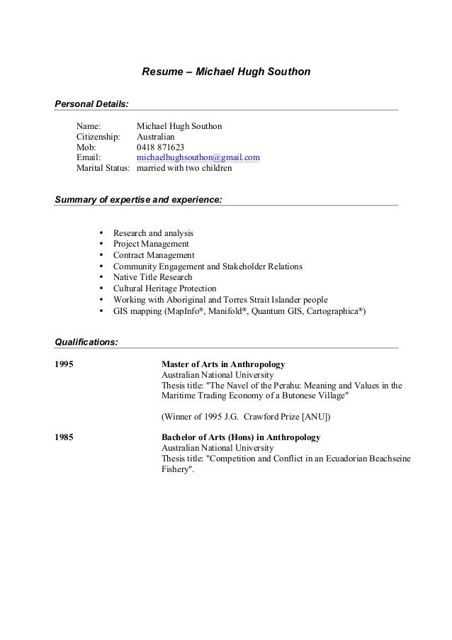 resume michael h southon