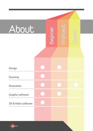 About
Design
Drawing
Illustration
Graphic software
3D & Video software
Expert
Proficient
Beginner
 