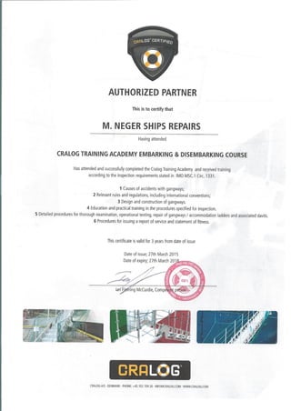 gangways m.neger certificate