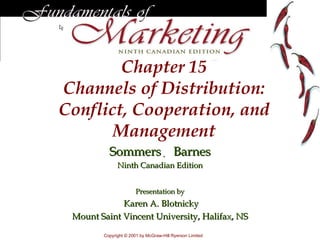Chapter  15 Channels of Distribution: Conflict, Cooperation, and Management Sommers     Barnes Ninth Canadian Edition Presentation by Karen A. Blotnicky Mount Saint Vincent University, Halifax, NS Copyright © 200 1  by McGraw-Hill Ryerson Limited 