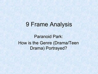 9 Frame Analysis
        Paranoid Park:
How is the Genre (Drama/Teen
     Drama) Portrayed?
 