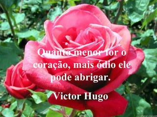Quanto menor for o coração, mais ódio ele pode abrigar.  Victor Hugo  