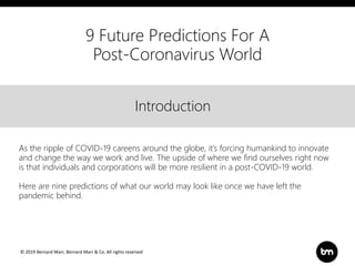 9 Future Predictions For A Post-Coronavirus World