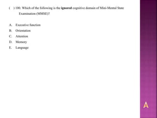 Alzheimer disease (test with answer until 2017)