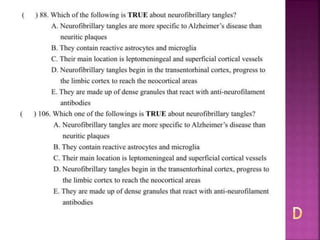 Alzheimer disease (test with answer until 2017)