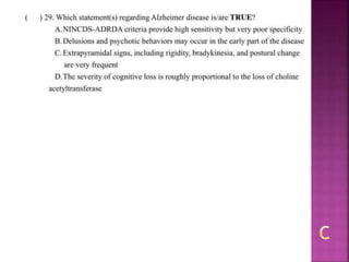Alzheimer disease (test with answer until 2017)