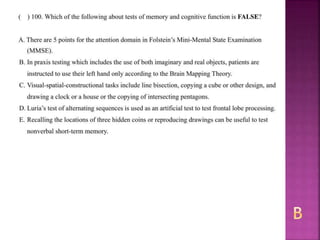 Alzheimer disease (test with answer until 2017)