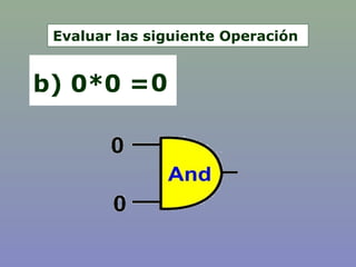 b) 0*0 =0
Evaluar las siguiente Operación
 
