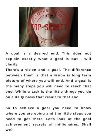 9 goal achievement secrets of millionaires PDF