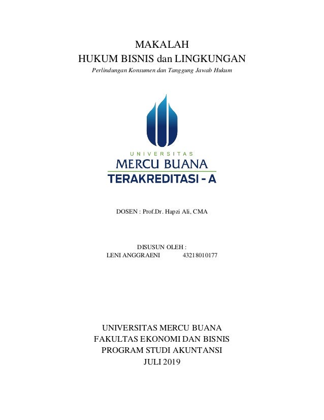 9 Hbl Leni Anggraeni Hapzi Ali Perlindungan Konsumen Dan Tanggung