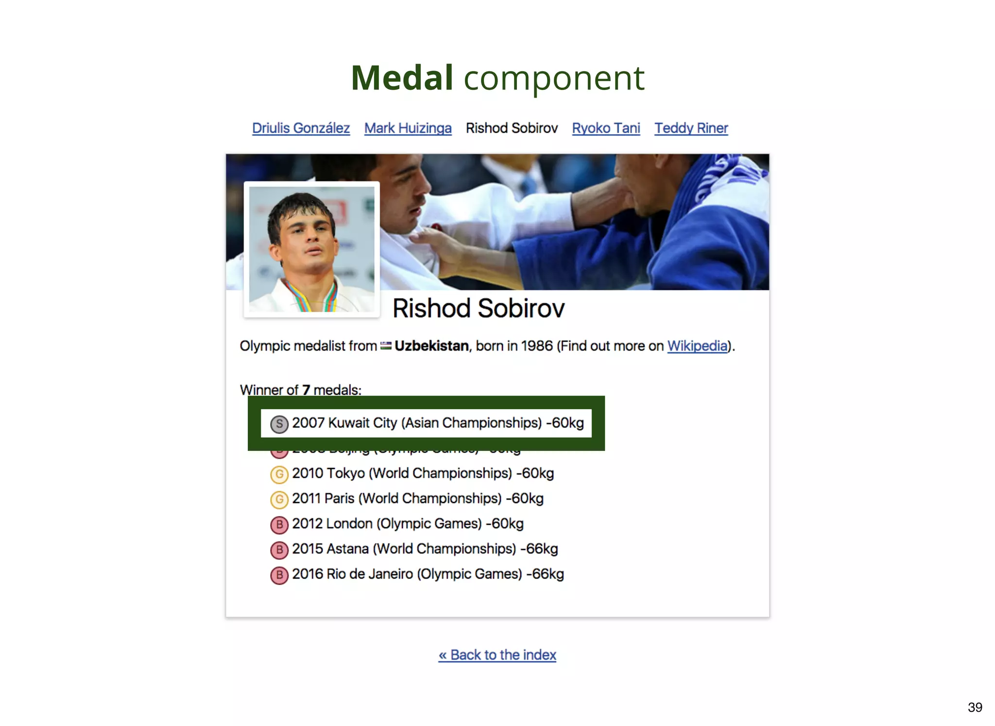 Medal component 39 