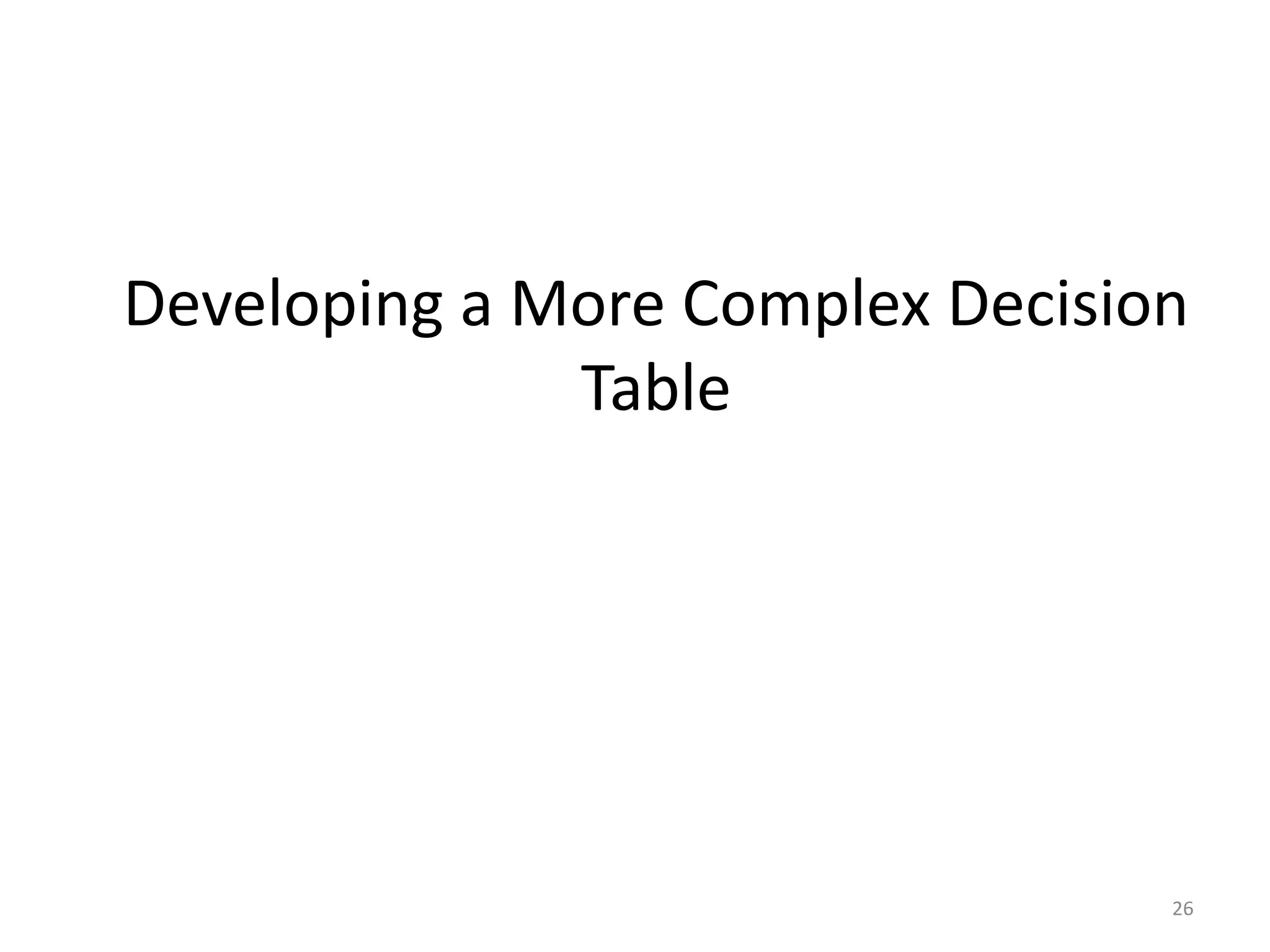 Developing a More Complex Decision
Table
26
 