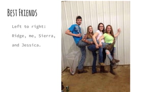 BestFriends
Left to right:
Ridge, me, Sierra,
and Jessica.
 
