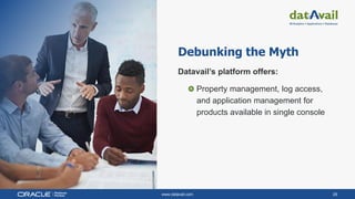 www.datavail.com 29
Debunking the Myth
Datavail’s platform offers:
Property management, log access,
and application management for
products available in single console
 