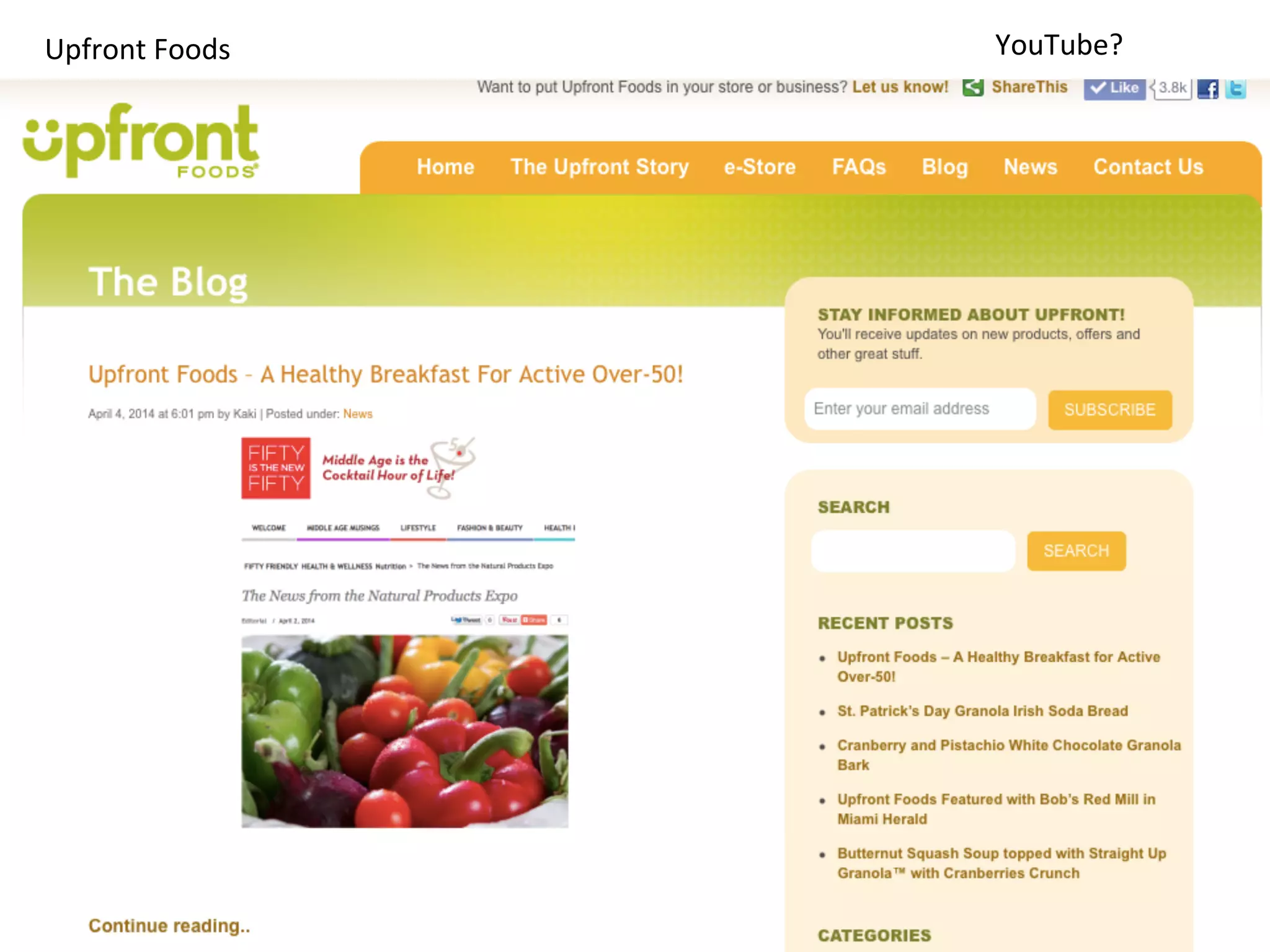 Upfront	
  Foods	
   YouTube?	
  	
  
 