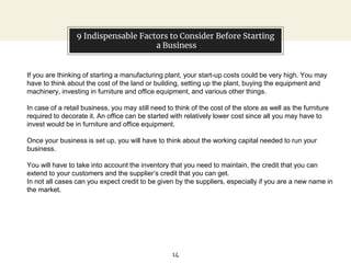 9 Indispensable Factors to Consider Before Starting a Business | PPTX