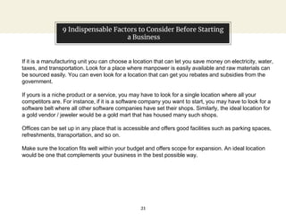9 Indispensable Factors to Consider Before Starting a Business | PPTX
