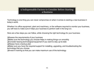9 Indispensable Factors to Consider Before Starting a Business | PPTX