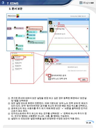 7. EDMS2. 문서 수정①②④③첨부된 파일을 수정 하고자 할 경우 등록된 화면에서 ‘download for edit’를 클릭한다.로딩되는 화면이 나오고, 처음 실행 할 때는 ‘응용프로그램 실행여부’를 묻는 팝업이 뜨는데‘실행’을 선택하면등록된 문서 파일이 열린다. 여기서 수정을 하고 저장 한 뒤 닫으면 다음에 열 때는 내용이 변경된 상태로 열리게 된다.