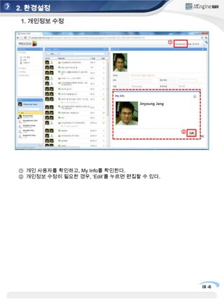 2. 환경설정1. 개인정보 수정①②개인 사용자를 확인하고, My Info를 확인한다.개인정보 수정이 필요한 경우, ‘Edit’를 누르면 편집할 수 있다.
