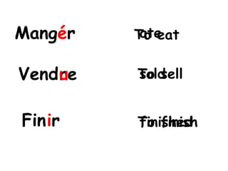 MangeréateTo eatVendreuTo sellsoldFiniriTo finishfinished