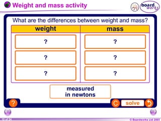 © Boardworks Ltd 20041 of 20 © Boardworks Ltd 200510 of 24
Weight and mass activity
 