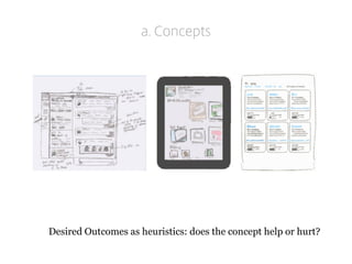 a. Concepts 
Desired Outcomes as heuristics: does the concept help or hurt?  