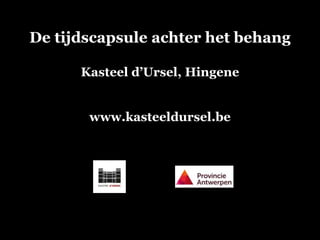 De tijdscapsule achter het behang
Kasteel d’Ursel, Hingene
www.kasteeldursel.be
 