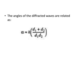 • The angles of the diffracted waves are related
as:
 