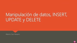 Manipulación de datos, INSERT,
UPDATE y DELETE
Alberto Caro Navarro
 