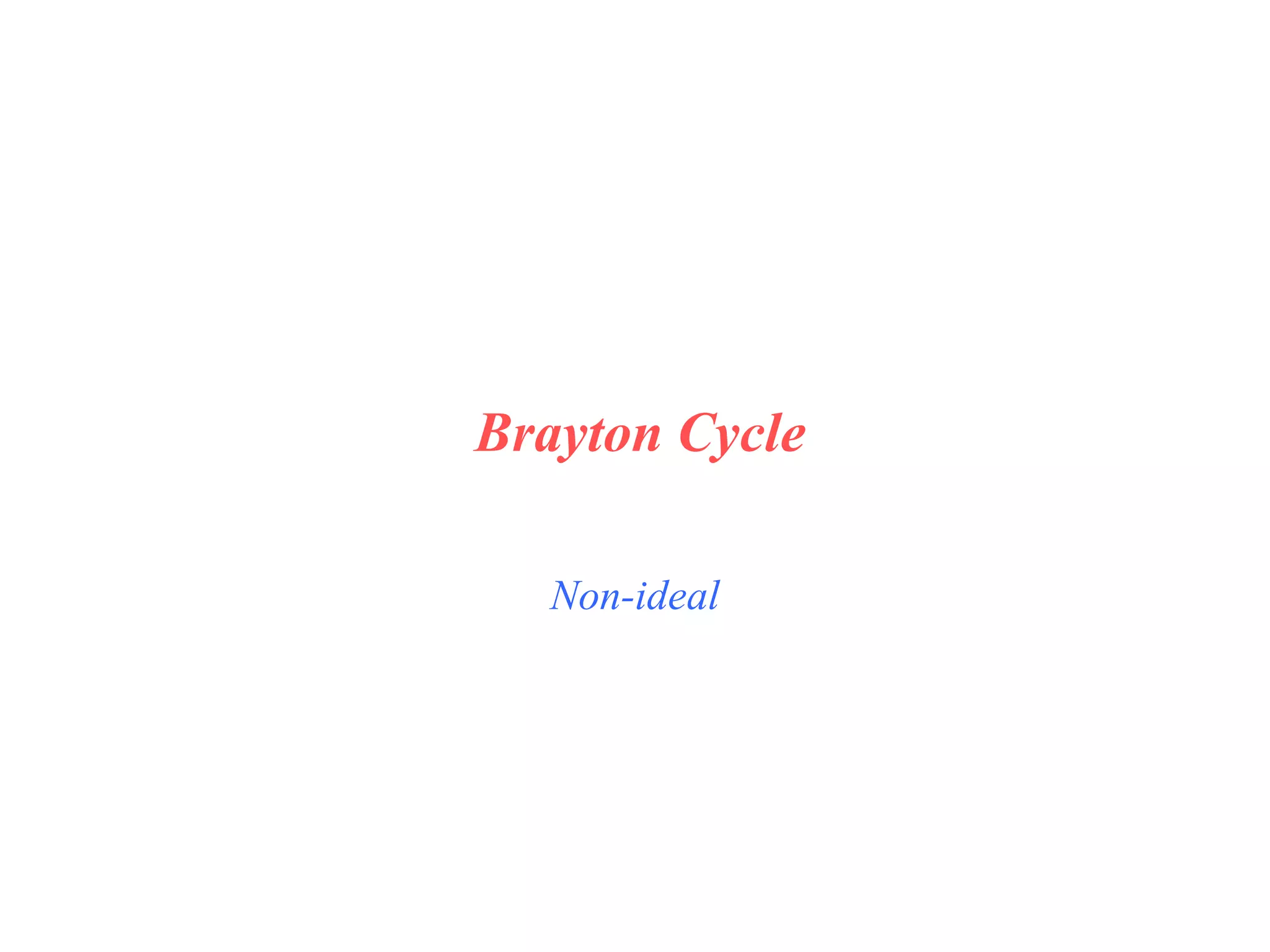 Non-ideal
Brayton Cycle
 
