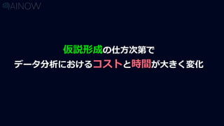 仮説形成の仕方次第で
データ分析におけるコストと時間が大きく変化
 