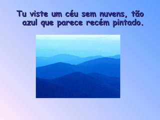 Tu viste um céu sem nuvens, tão azul que parece recém pintado. 