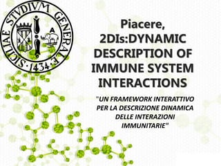 Piacere,
2DIs:DYNAMIC
DESCRIPTION OF
IMMUNE SYSTEM
INTERACTIONS
"UN FRAMEWORK INTERATTIVO
PER LA DESCRIZIONE DINAMICA
DELLE INTERAZIONI
IMMUNITARIE"
 