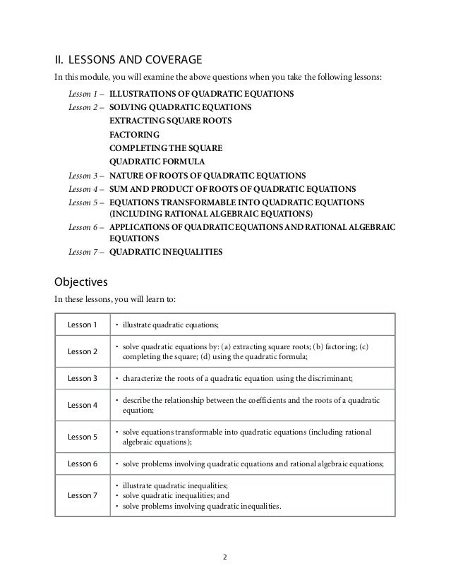 Grade 9 Mathematics Unit 1 Quadratic Equations And Inequalities