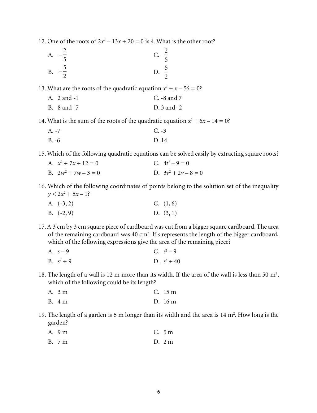 Grade 9: Mathematics Unit 1 Quadratic Equations and Inequalities.