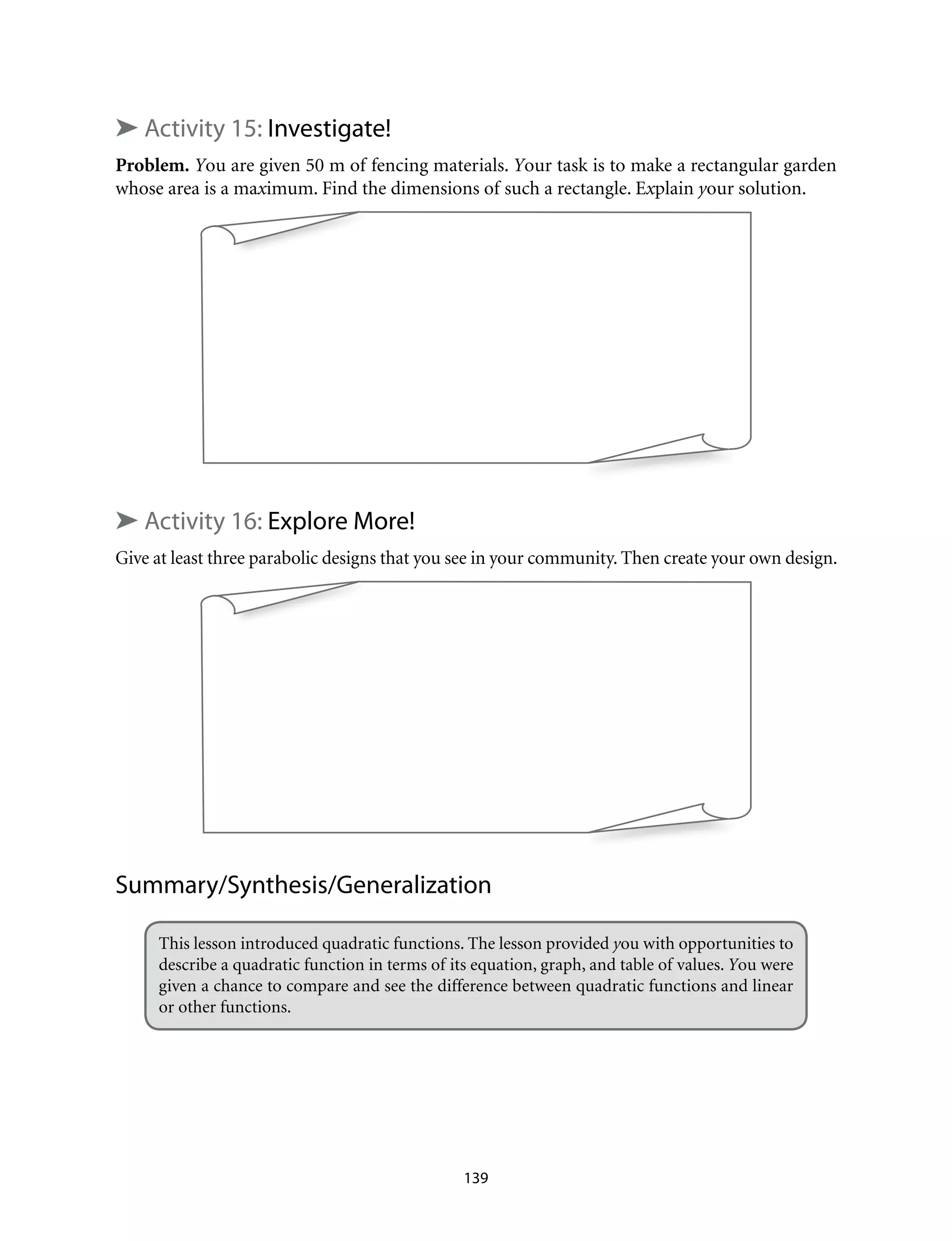 Grade 9: Mathematics Unit 2 Quadratic Functions. | PDF